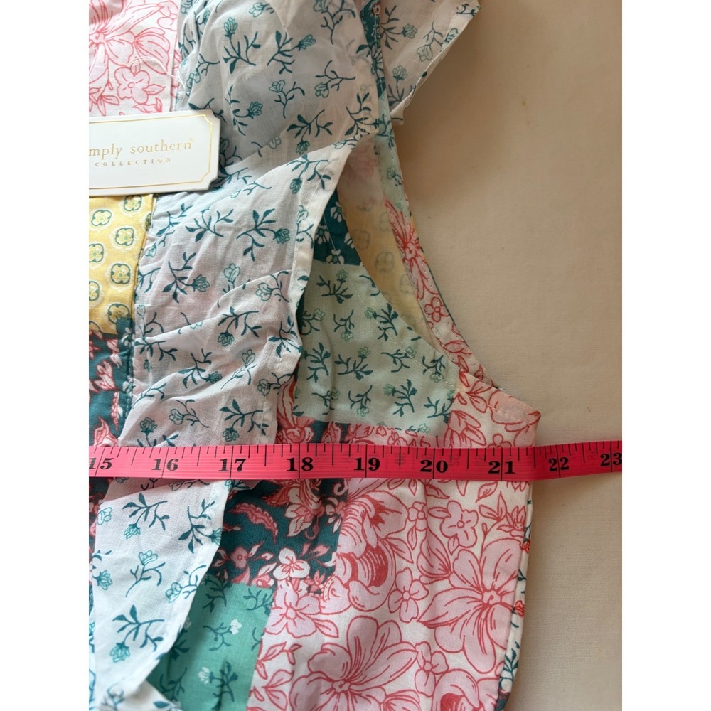 Simply Southern Patchwork Tiered Maxi Dress XL Pink Teal Ruffle Sleeveless NEW - Picture 4 of 11